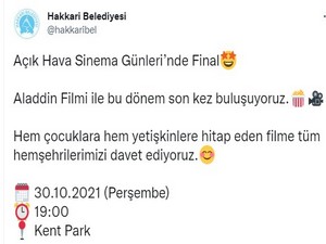 Hakkari'de açık hava sineması finali yapıldı