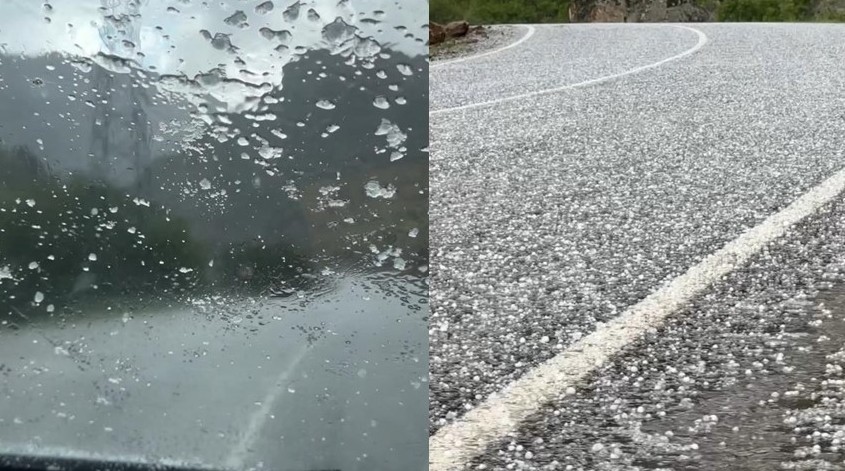 Yüksekova'da dolu araçlara zarar verdi