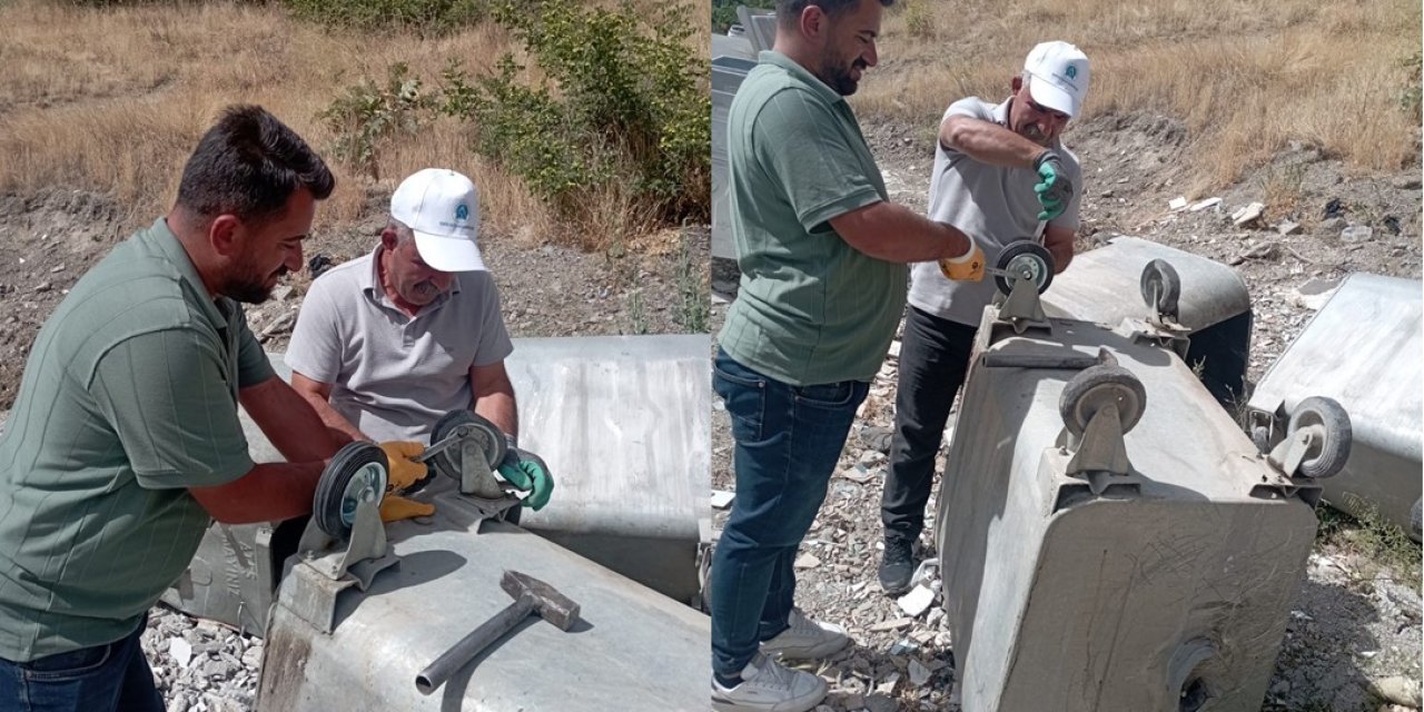 Tahrip edilen konteynerler onarılıyor