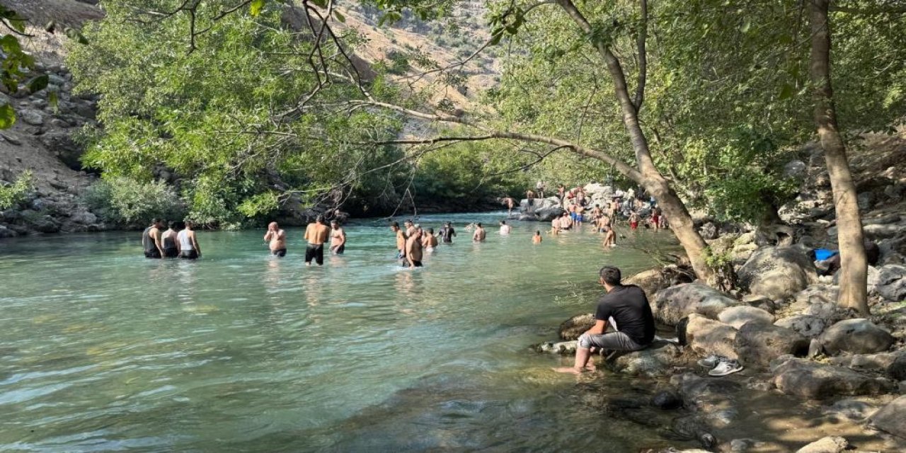 Avaşin deresinde serinleniyorlar