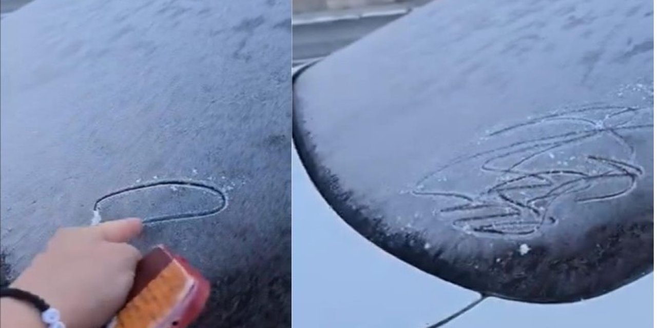 Yüksekova'da araçların camları buz tuttu