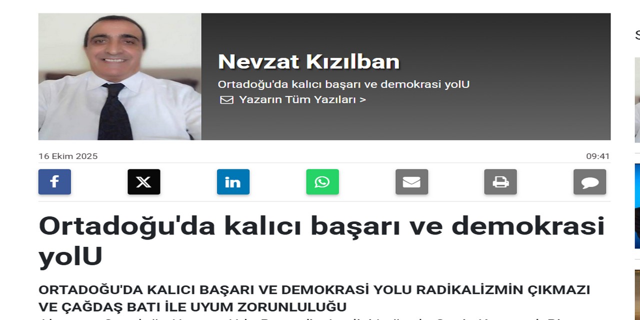 Ortadoğu'da kalıcı başarı ve demokrasi yolU