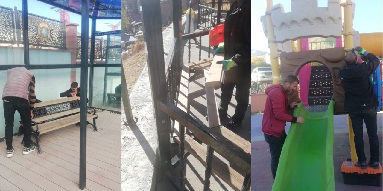 Hakkari’de tahrip edilen parklar yeniden onarıldı