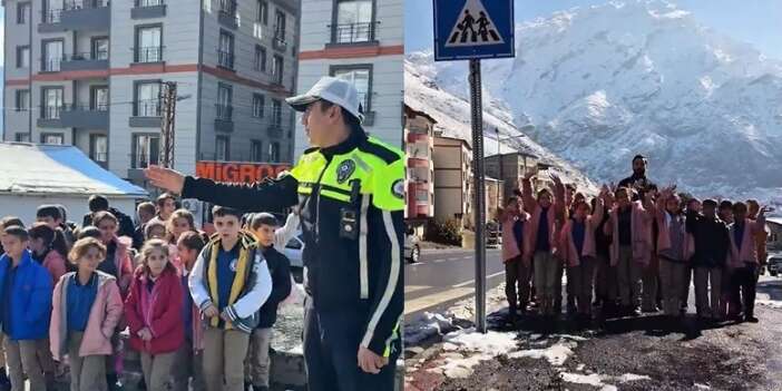 Hakkari polisinden öğrencilere uygulamalı trafik eğitimi