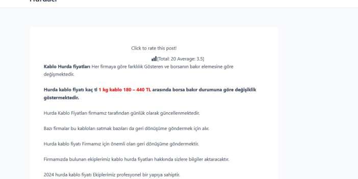 Hurda kablo fiyatları