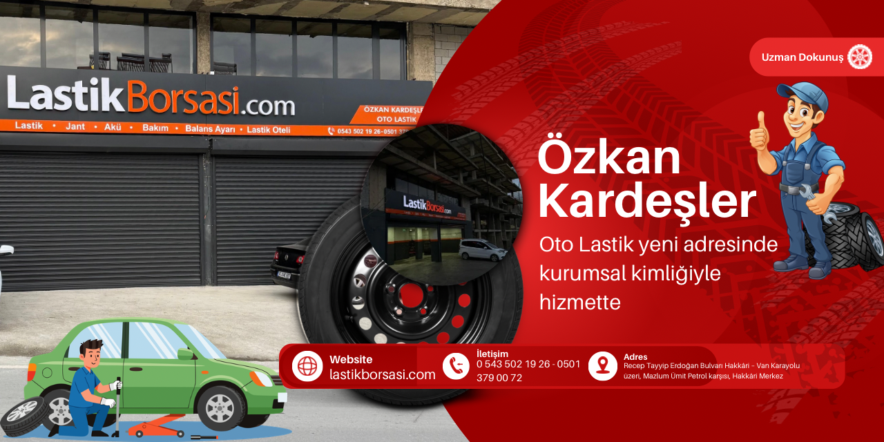Özkan Kardeşler Oto Lastik yeni adresinde kurumsal kimliğiyle hizmette