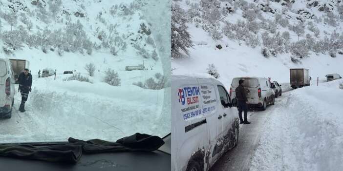 Şemdinli yolunda mahsur kalan araçlar kurtarıldı