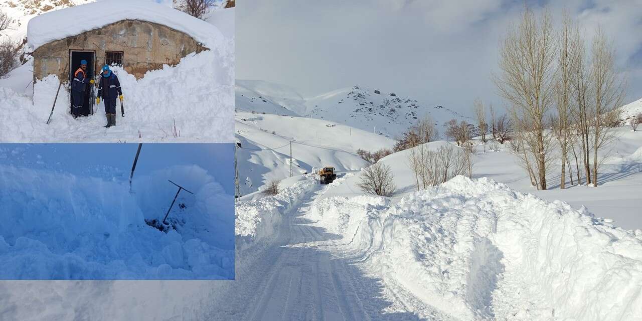 Su arıza ekibi 2 metre karla mücadele etti