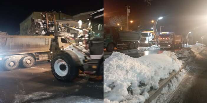 Belediye ekiplerinin karla mücadele mesaisi devam ediyor