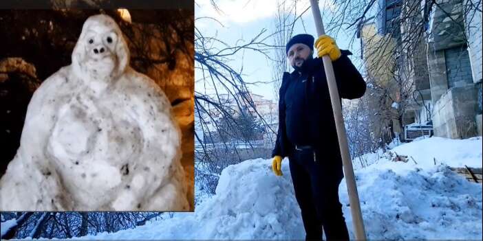 Hakkarili Kayhan karda Goril figürü yaptı