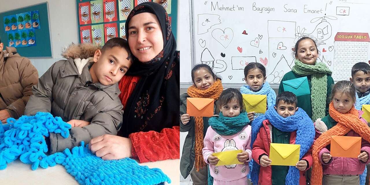 Sütlüce ilkokulu öğrencileri Mehmetçiğe mektup ve atkı gönderdi