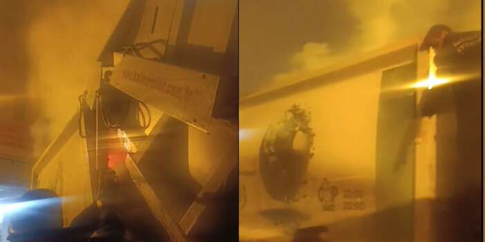 Çöpe atılan ateş çöp aracını alevlere teslim ediyordu