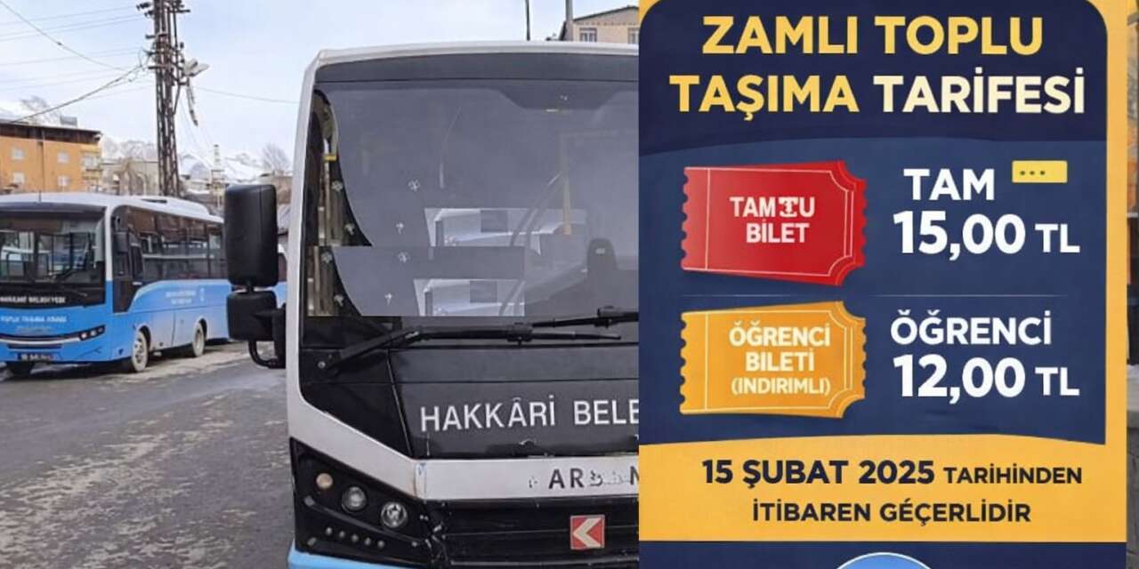 Hakkari’de toplu taşıma ücretlerine zam