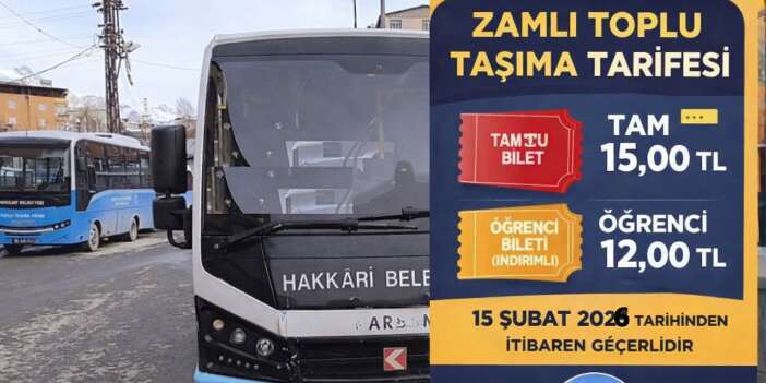 Hakkari’de toplu taşıma ücretlerine zam