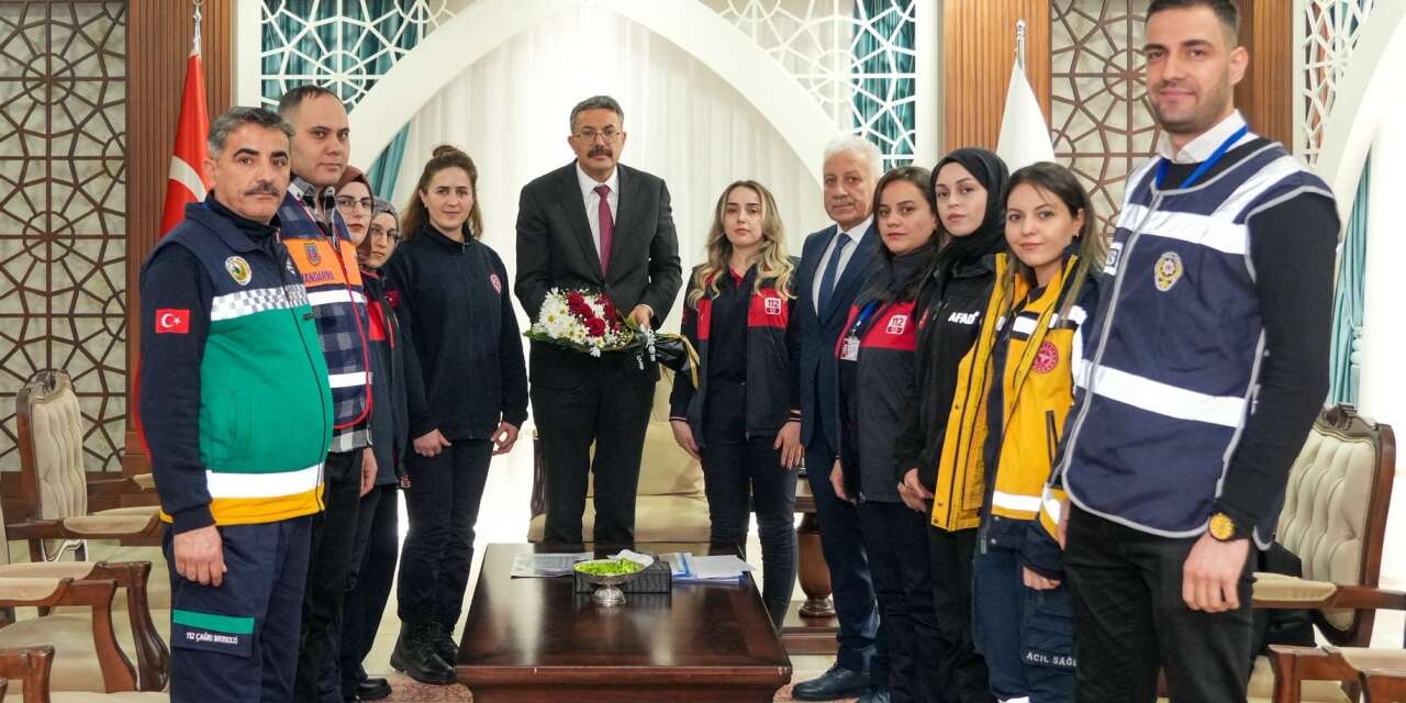 12 Acil Çağrı Merkezi Günü’nde Vali Çelik’e ziyaret