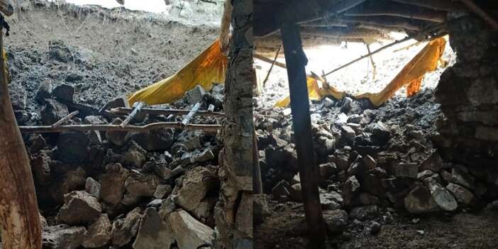 Hakkari’de yağış nedeniyle ahır çöktü