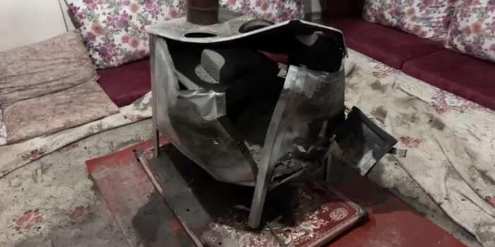 Odun sobası bomba gibi patladı