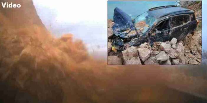 Dehşet Anı Kamerada: Araç Heyelanın Altında Kaldı