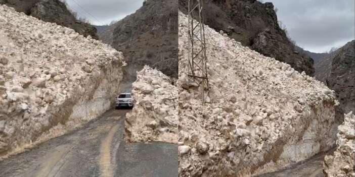 Ceylanlı’da araçlar çığ tünellerinden geçti