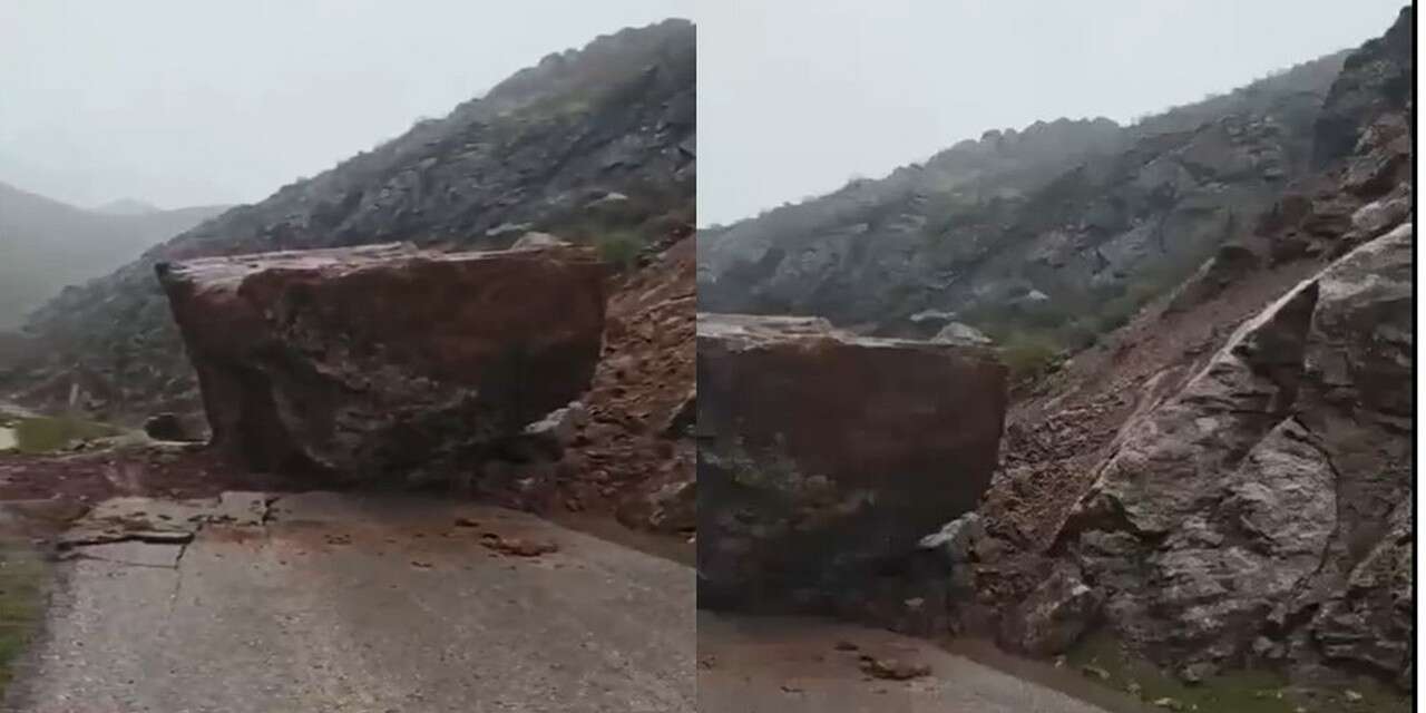 Hakkari-Çukurca yolunda dev kaya yola düştü