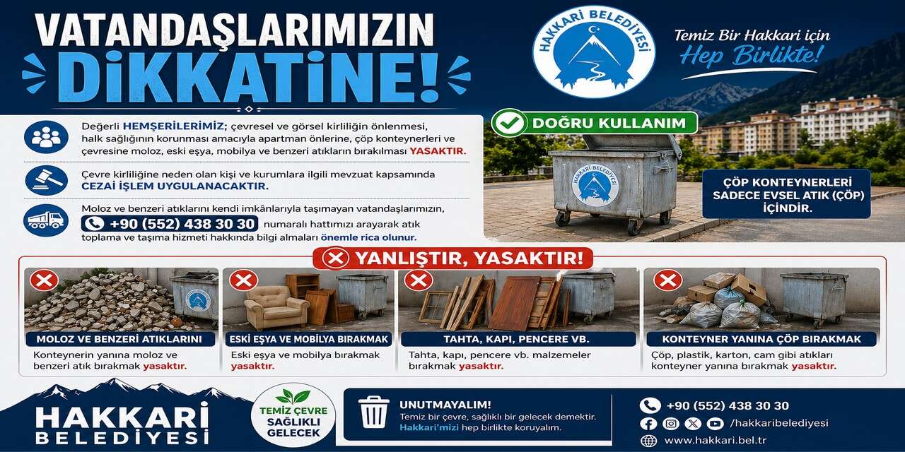 Hakkari'de Atık Uyarısı