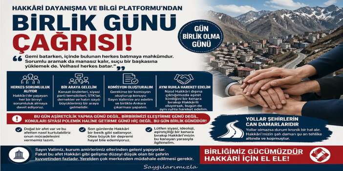 Hakkâri Dayanışma ve Bilgi Platformu’ndan “Birlik Günü” çağrısı