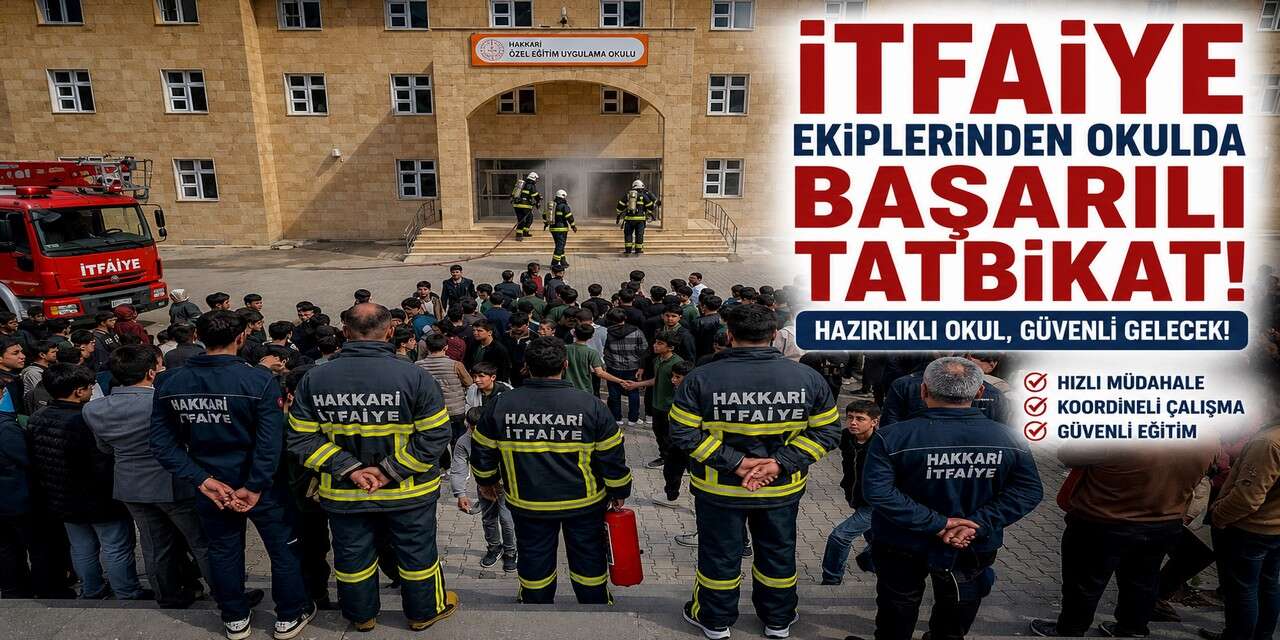 İtfaiye ekiplerinden okulda başarılı tatbikat