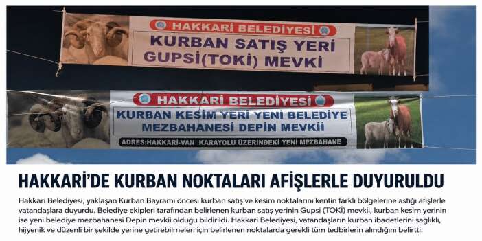 Hakkari’de Kurban noktaları afişlerle duyuruldu