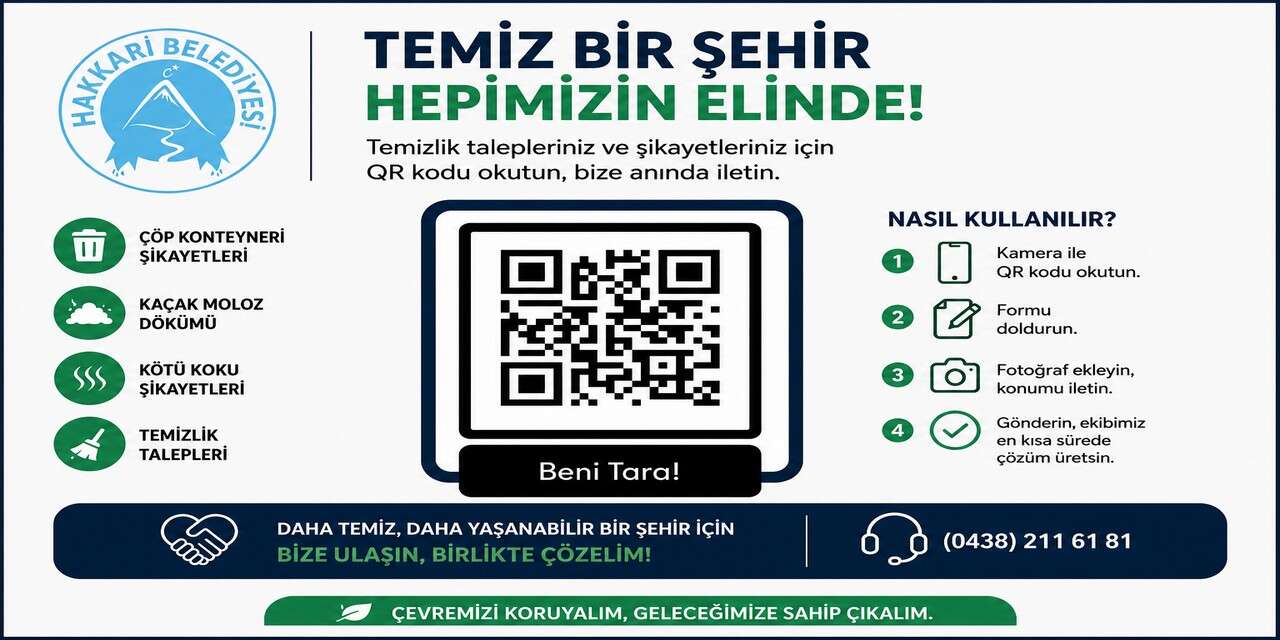 Hakkari'de QR Kodlu çevre bildirim sistemi hizmete girdi