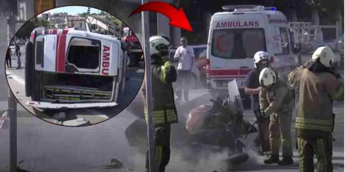 Ambulans ile Motosiklet Çarpıştı: 4 Yaralı