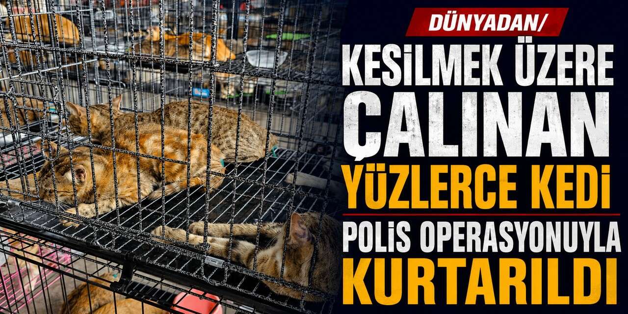 Kesilmek üzere çalınan yüzlerce kedi polis operasyonuyla kurtarıldı