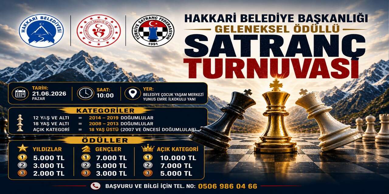 Hakkâri Belediyesi’nden geleneksel ödüllü satranç turnuvası
