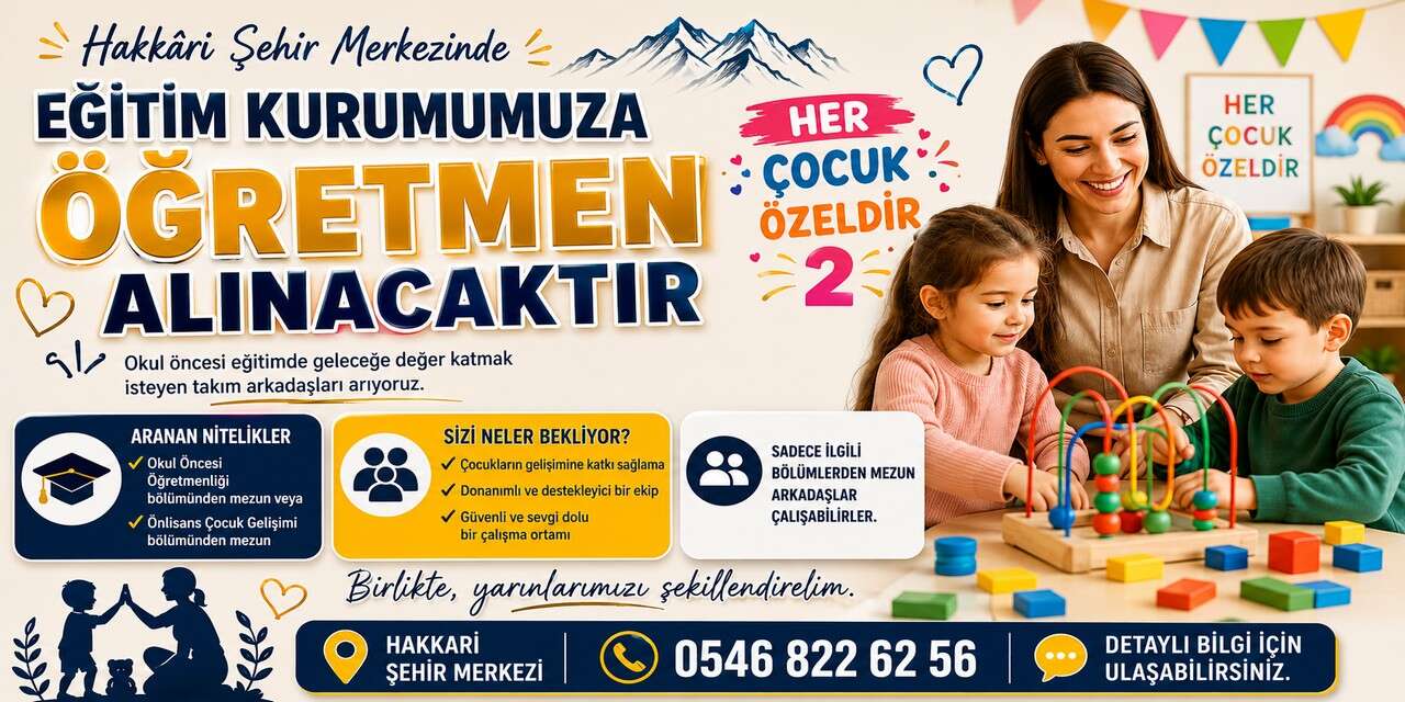 Hakkari’de eğitim kurumuna öğretmen alımı yapılacak