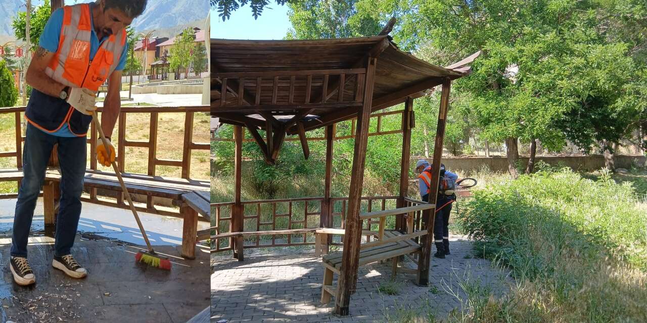 Hakkari'de parklar hem yenileniyor hem temizleniyor