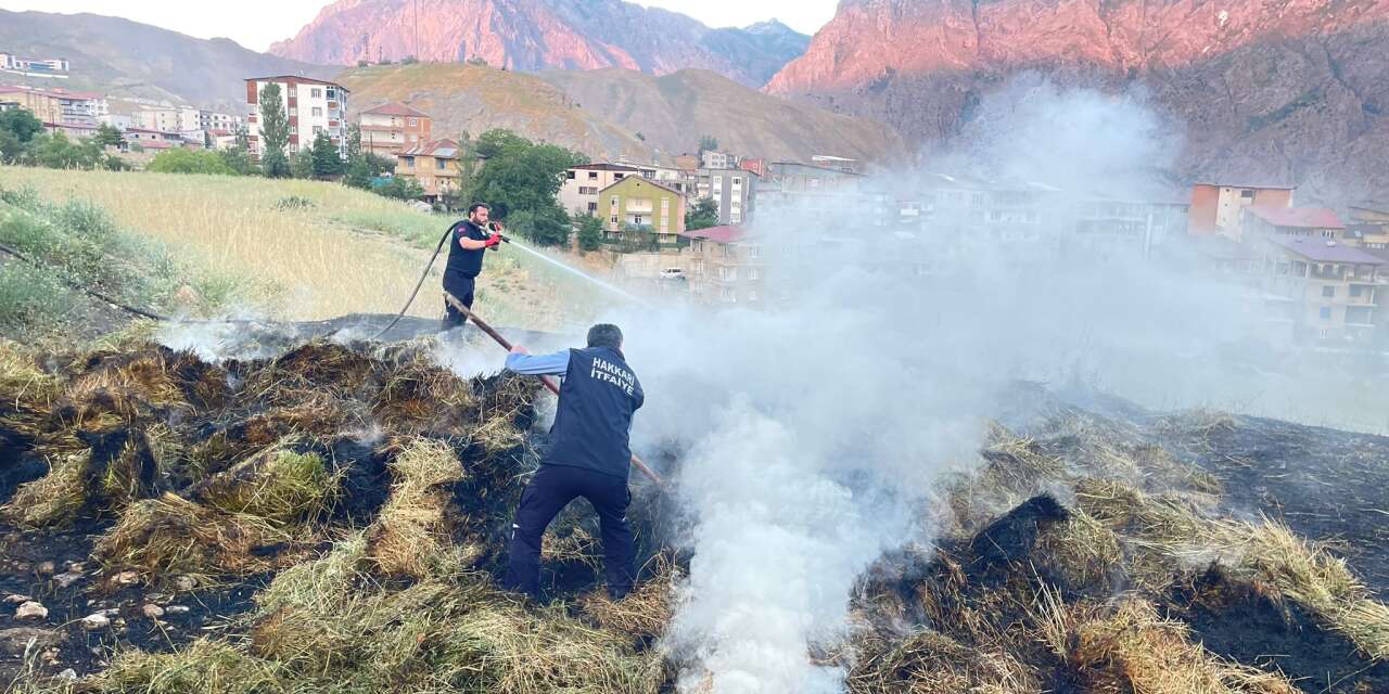 Hakkari’de yoksul ailenin kışlık otları yangında kül oldu
