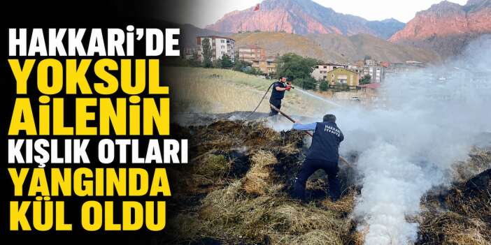 Hakkari’de yoksul ailenin kışlık otları yangında kül oldu