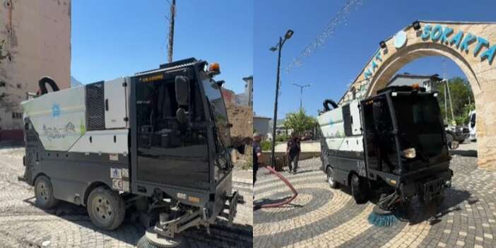 Çarşı Merkezi Hidrostatık yol süpürme aracıyla temizlendi