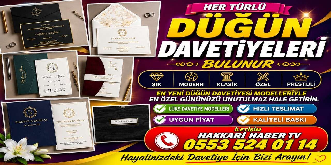 Hakkari'de her bütçeye uygun düğün davetiyesi hizmeti