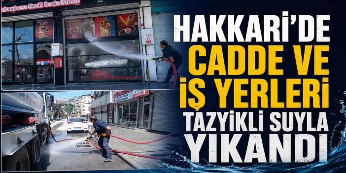 Hakkari'de cadde ve iş yerleri tazyikli suyla yıkandı