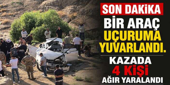 Araç uçuruma yuvarlandı, 4 ağır yaralı