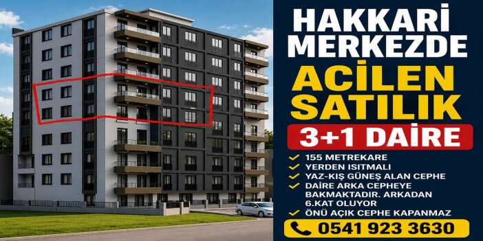 Hakkari merkezde acilen satılık 3+1 daire