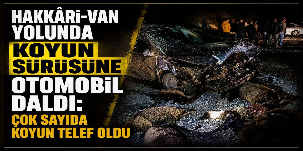 Hakkâri-Van Yolunda Koyun Sürüsüne Otomobil Daldı: Çok Sayıda Koyun Telef Oldu