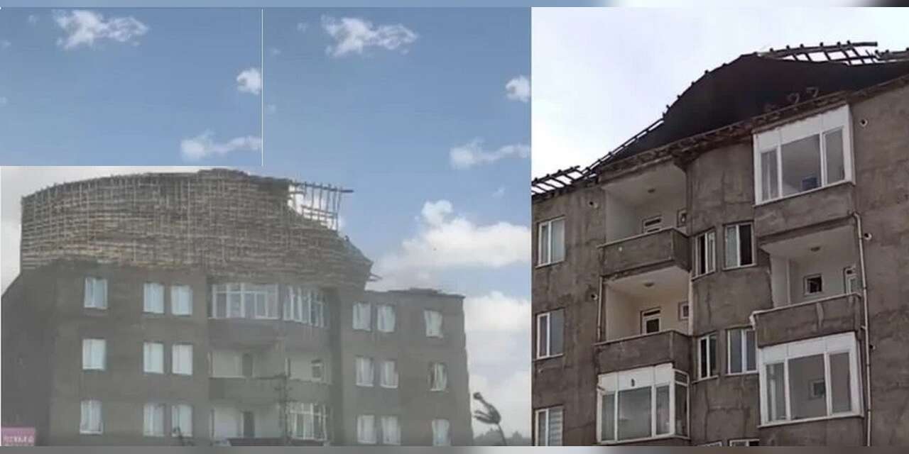 Yüksekova’da faciadan dönüldü: Çatı uçtu