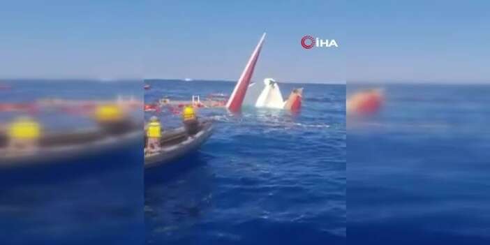 Girne açıklarında batan gemiden kritik görüntüler