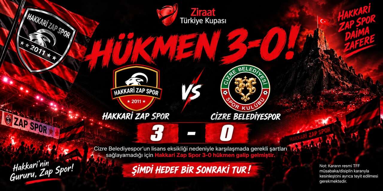 Hakkâri Zap Spor Tur Yolunda: Cizre Maçı hükmen 3-0