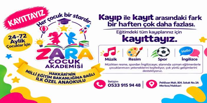 Zara Çocuk Akademisi’nde 2026-2027 Eğitim-Öğretim kayıtları başladı