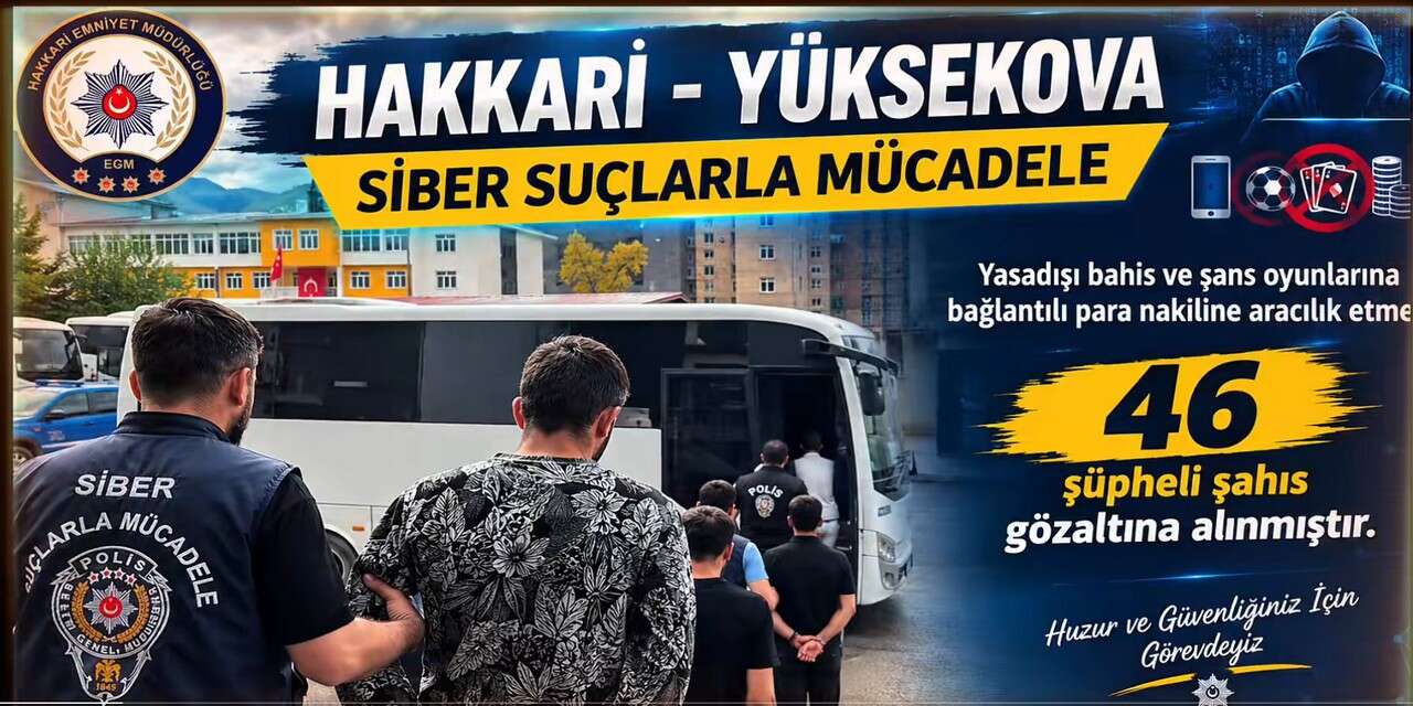 Hakkari’de yasa dışı bahis ağına operasyon: 46 gözaltı