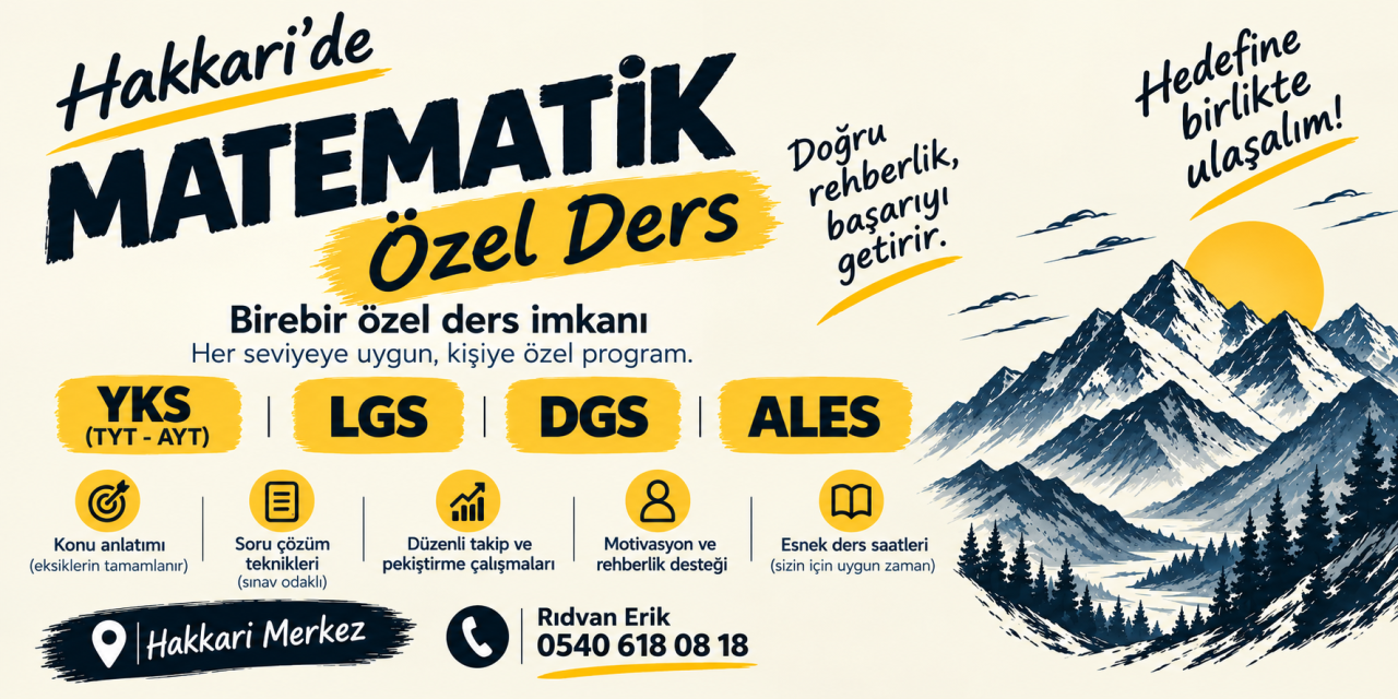 Hakkari’de Matematik Özel Ders için birebir eğitim imkanı