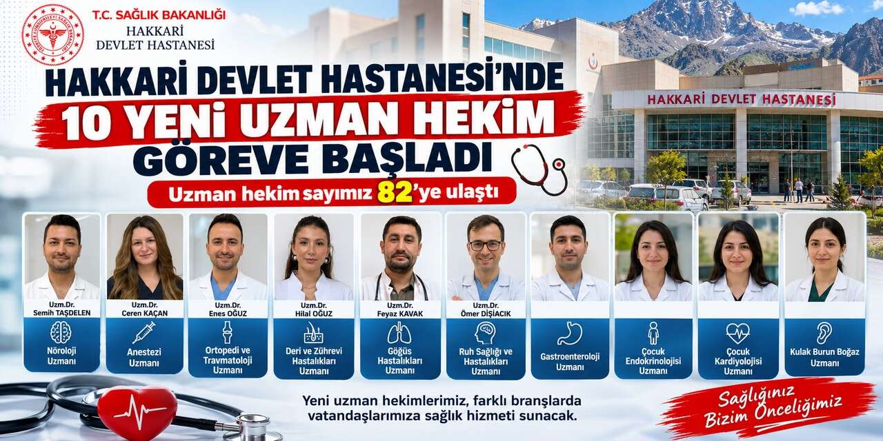 Hakkari Devlet Hastanesi’nde 10 yeni uzman hekim göreve başladı