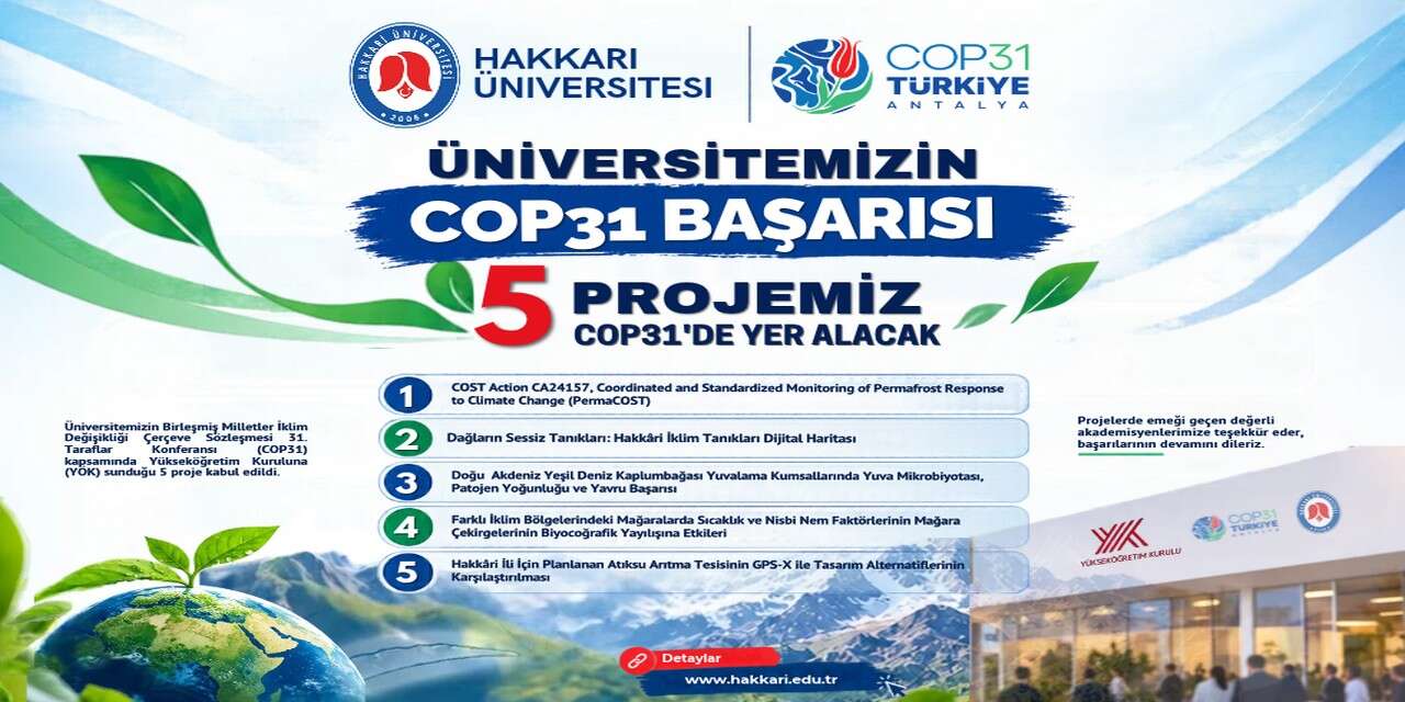 Hakkari Üniversitesi’nin 5 Projesi COP31’de kabul edildi